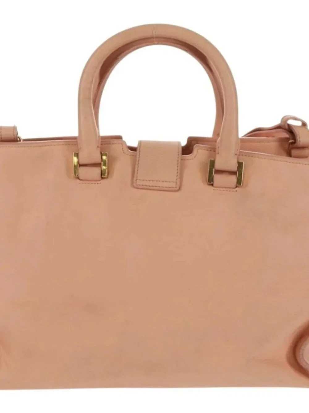 SAINT LAURENT Petit Kabas Hand Bag Leather 2way Pink Gold Auth - Picture 3 of 15